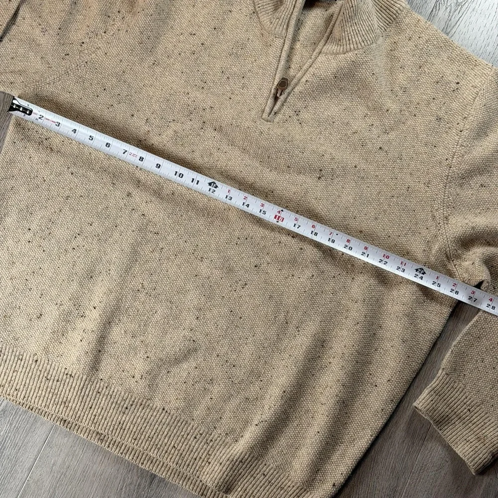 Jos. A. Bank Sweater Mens 2XL Beige‎ Lambswool 1/4 Zip Mock Neck Knit Pullover